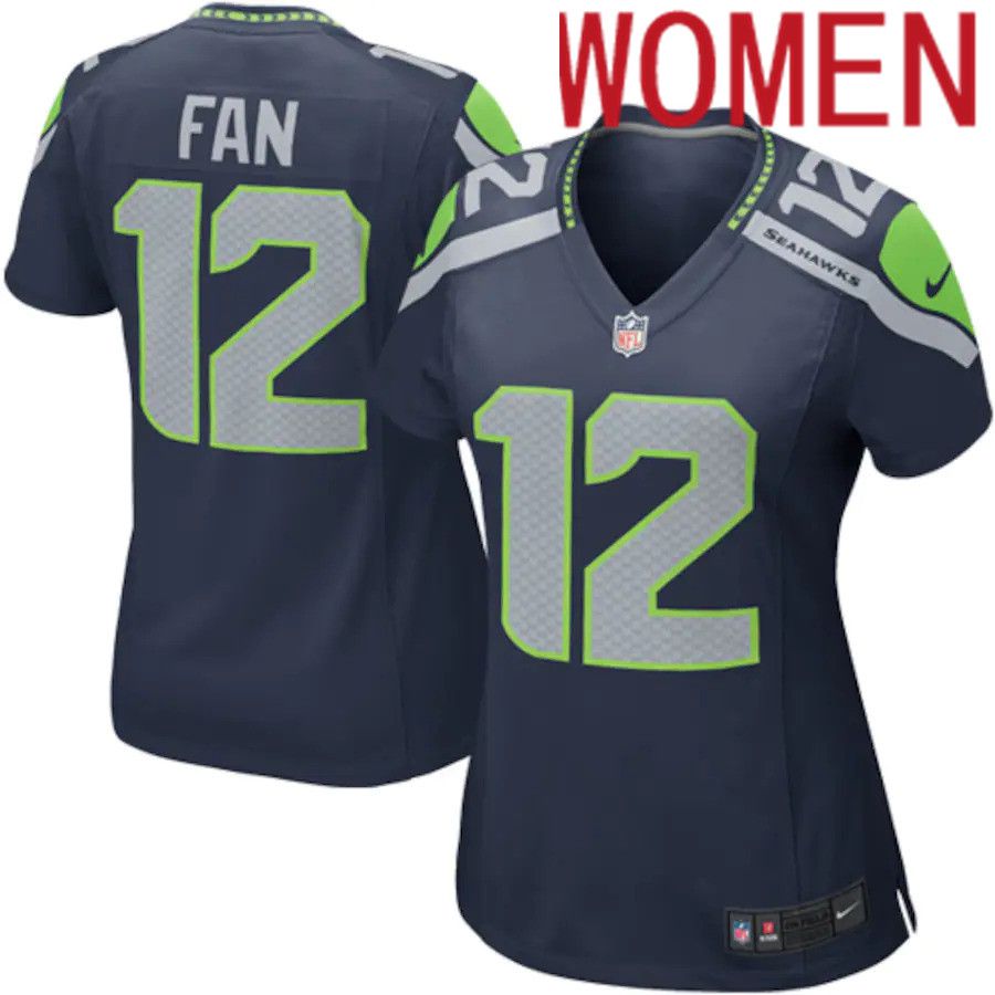 Women Seattle Seahawks #12 Fan Nike College Navy Game NFL Jersey